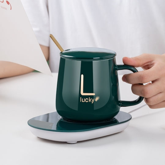 Becher Keramik mit Deckel Rot