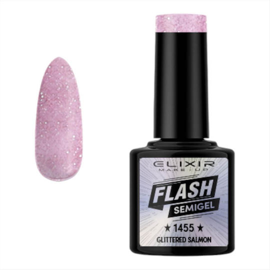Elixir Flash Semi Semi-Permanent Nail Polish Salmon Glittered 8ml 1pcs
