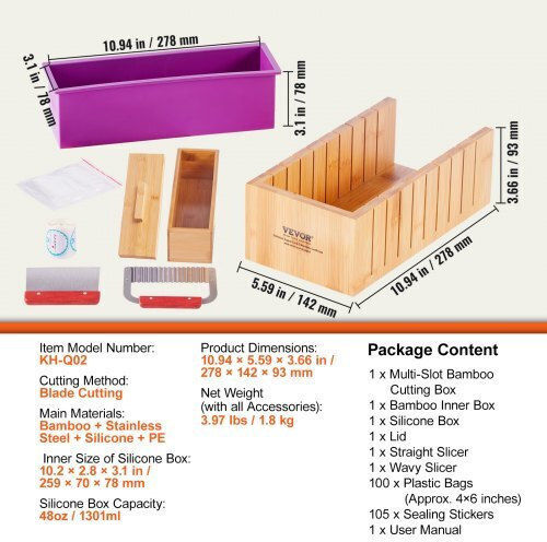 Vevor Soap Making Kit Cutting Box Silicone Mold Cutters Bags & Stickers Fzqdsqgmjqgd1up7yv0