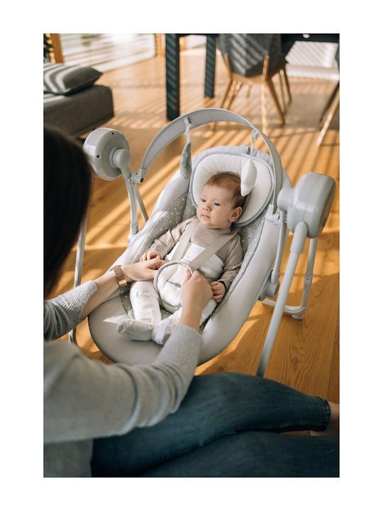 FreeOn Електрически Релакс Бебе Люлка Snuggy Swing с Музика Light Grey Stars за Дете до 9кг