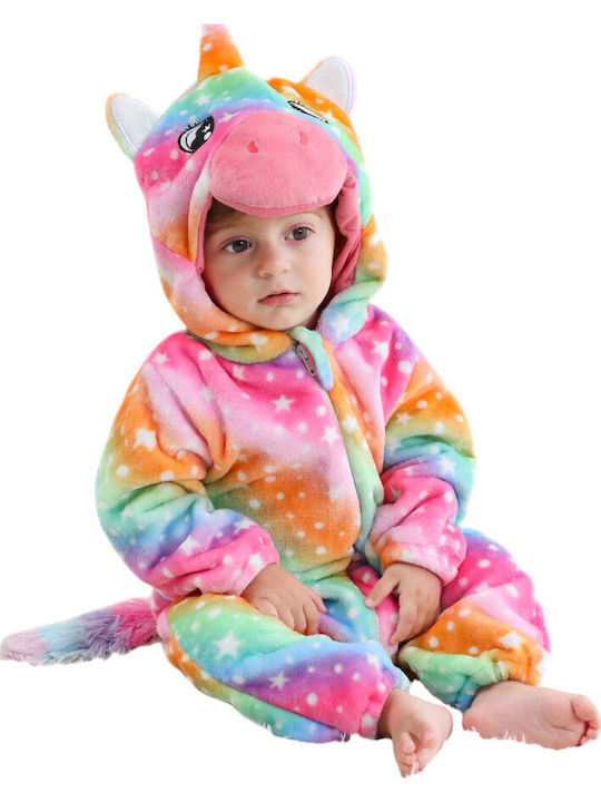 Queen Mother Kids' One-piece Pajamas Winter Velvet Multicolored Unicorn