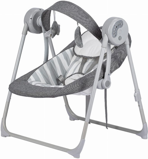 FreeOn Elektrisch Baby Relax Schaukel Snuggy Swing mit Musik Dark Grey Lines für Kind bis 9kg