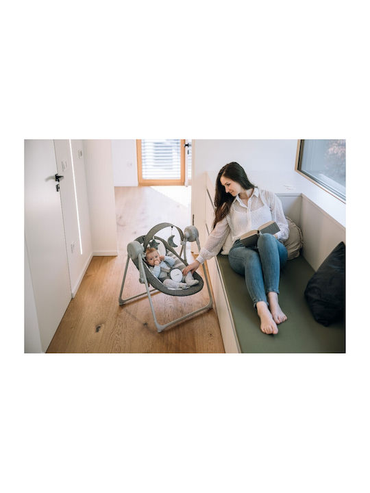 FreeOn Elektrisch Baby Relax Schaukel Snuggy Swing mit Musik Dark Grey Lines für Kind bis 9kg
