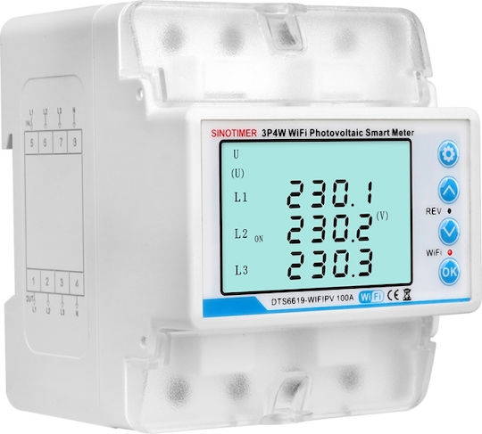 Contor de Energie Sinotimer Bidirecțional Tuya Wifi 3p4w Panouri Fotovoltaice Trifazate Dts6619-wifipv