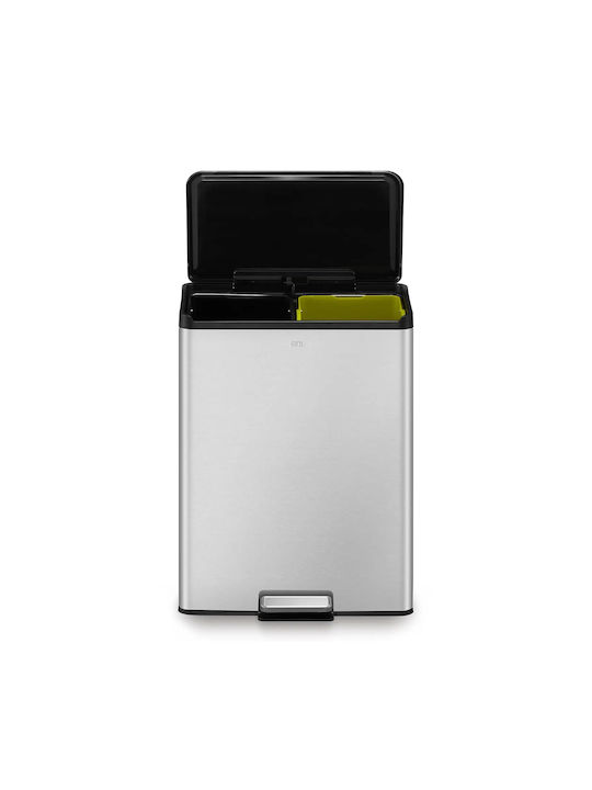 Eko Essential Office Waste Bin Pedal 20+20 Liters 2 Compartments Stainless Steel