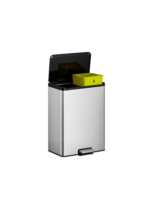 Eko Essential Office Waste Bin Pedal 20+20 Liters 2 Compartments Stainless Steel