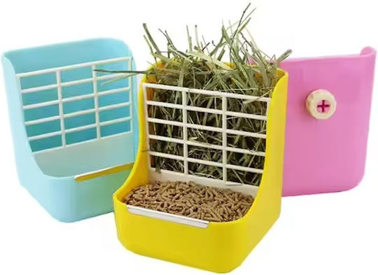 Hranitor pentru Iepuri 2 în 1 Fân și Hrană Uscată W15xD15xH18cm Roz