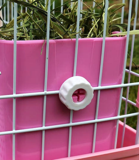 Hranitor pentru Iepuri 2 în 1 Fân și Hrană Uscată W15xD15xH18cm Roz