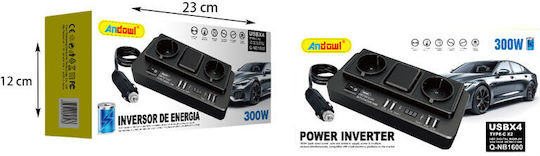 Andowl Qnb1600 Car Inverter 300W for 12V DC with 6xUSB
