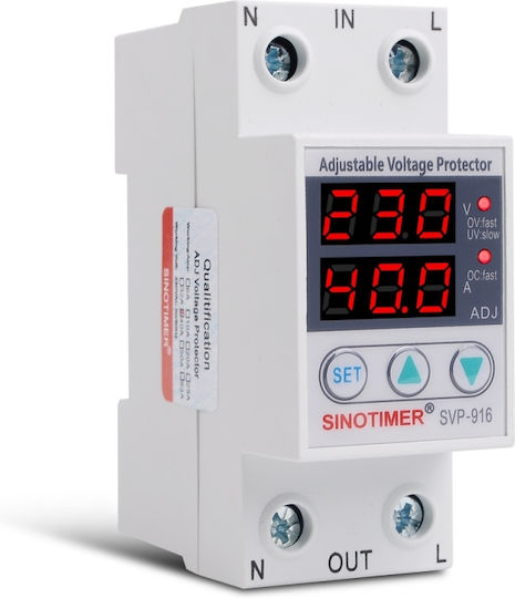 Releu de protecție la tensiune digital monofazat Sinotimer 1-40a afișaj LED digital dublu SVP-916-40a