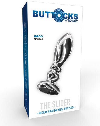 ToyJoy Buttocks Анална тапа с вибрация Medium Сребриста