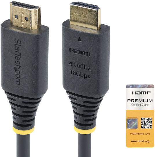 StarTech HDMI 2.0 Премиум Високоскоростен 4K 60Hz HDR Кабел HDMI Мъжки - HDMI Мъжки 0.5м Черен