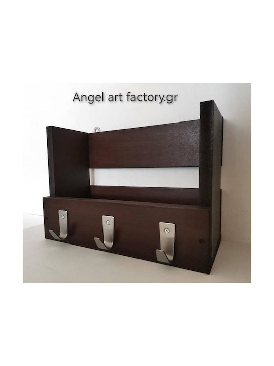 Wooden Wall Key Hook 3 Hooks 45x30cm
