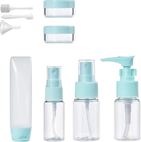 Set Recipiente Cosmetice Tecos Material Plastic Albastru 9 Piese Kit Ideal pentru Călătorii