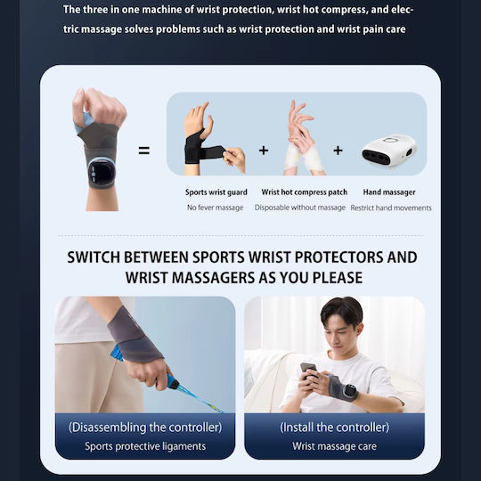 Tech Love Magnetic Therapy Dispozitiv de masaj pentru mâini cu funcție de încălzire