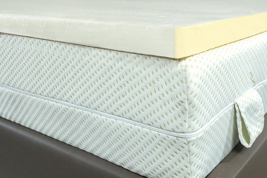 Alpha-Schaumstoff-Matratzenauflage Memory Foam Classic 90x200x5 cm Antibakterieller Aloe Vera Bezug Waschbar Innenschutzfutter 4 Befestigungsriemen