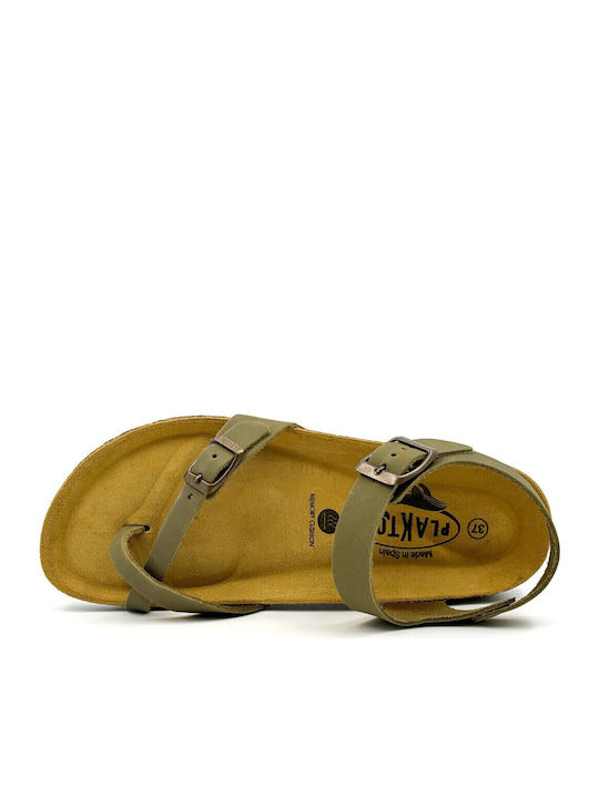 Zomba Leather Women's Flat Sandals in Khaki Color
