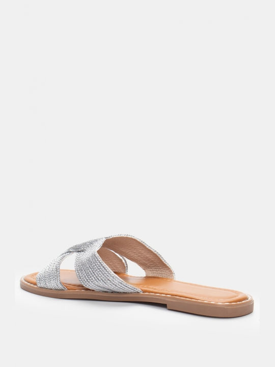 Luigi Women's Flat Sandals in Silver Color