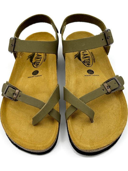Zomba Leather Women's Flat Sandals in Khaki Color