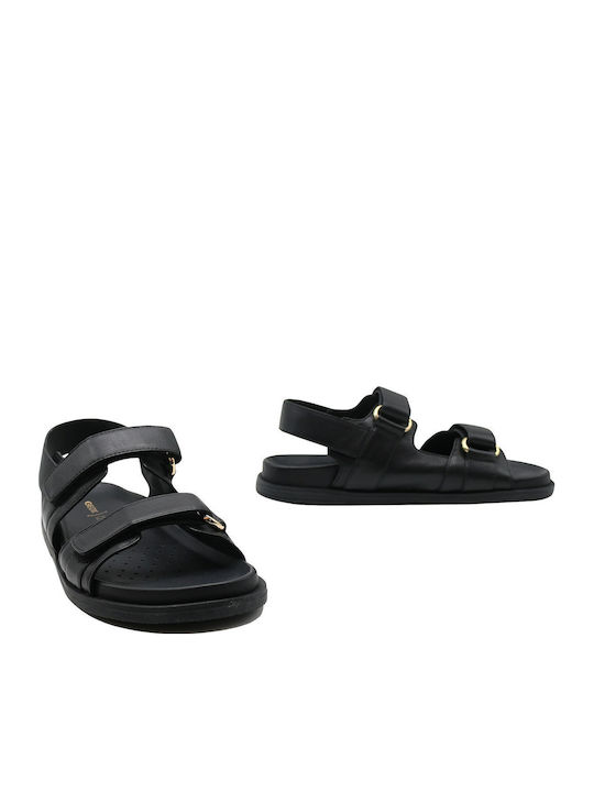 Adelash C Leather Women's Flat Sandals in Black Color