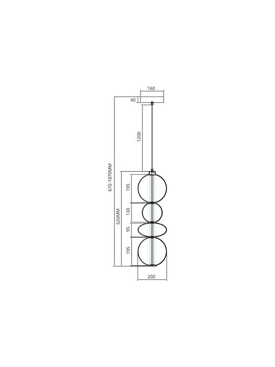 Eko Light Κρεμαστό Φωτιστικό Μαύρο LED
