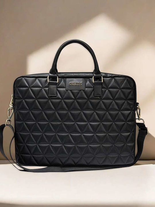 Guess Quilted Tasche Schulter / Handheld für Laptop 15" in Schwarz Farbe
