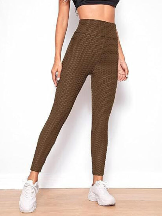 Schulung Frauen Lang Leggings Hochgeschnitten & Push Up Brown