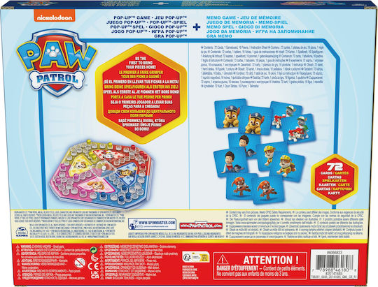 Brettspiel Paw Patrol - Memory & Pop Up für 2-4 Spieler 4+ Jahre Spin Master