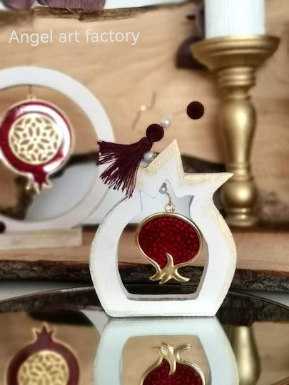 Handmade Настолници Гоури Нар Бял от Дървο 1бр