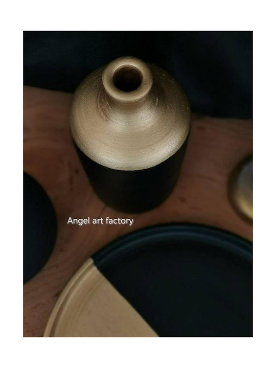 Vază ceramică de lux auriu-negru