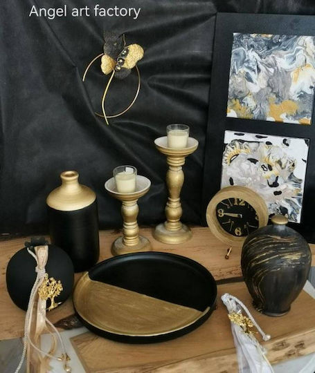Platou din ceramică de lux auriu-negru