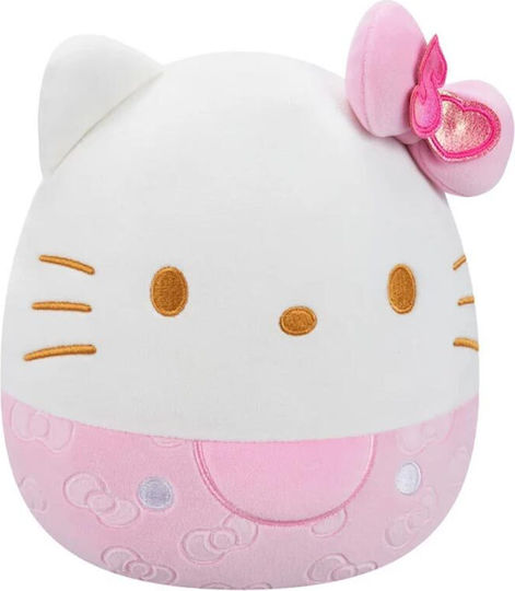 Jazwares Jucărie de pluș Hello Kitty Fundă roz în relief - Aniversare 50 de ani 20 cm.