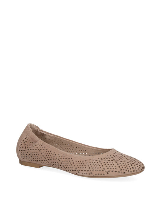 Caprice Suede Ballerinas Beige