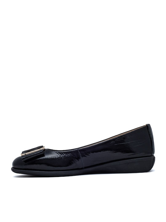 Leather Women's Ballerina Shoes Black