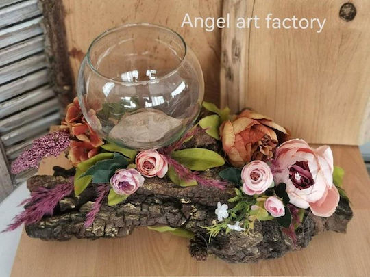 Driftwood Flower Arrangement in Glass Bowl