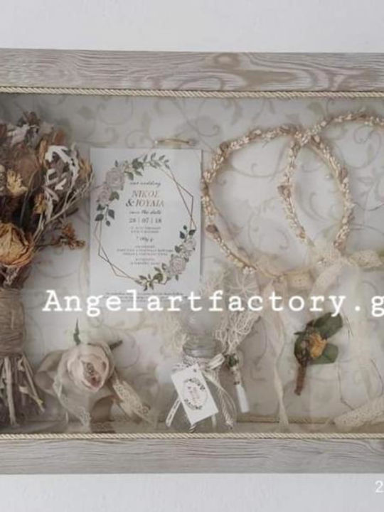 Hanging Wedding Crown Display Case Beige Gray