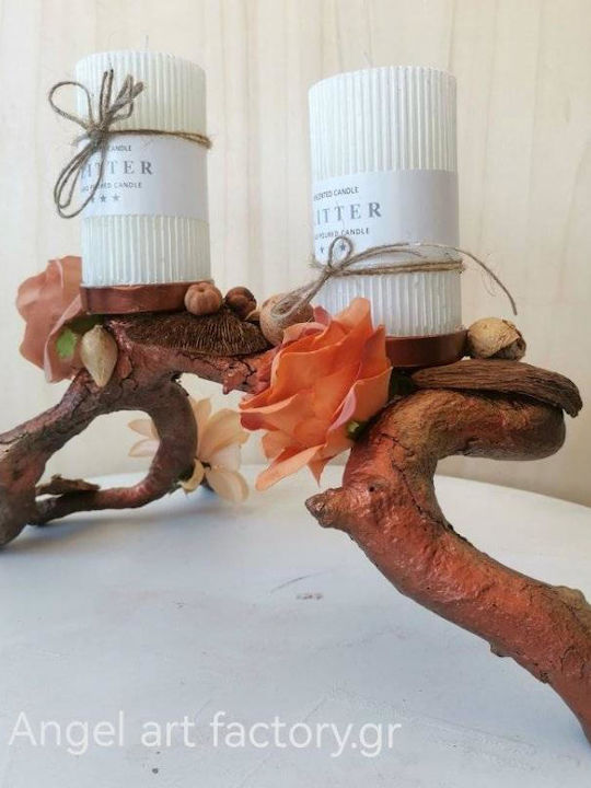 Driftwood Candle Holder Flowers
