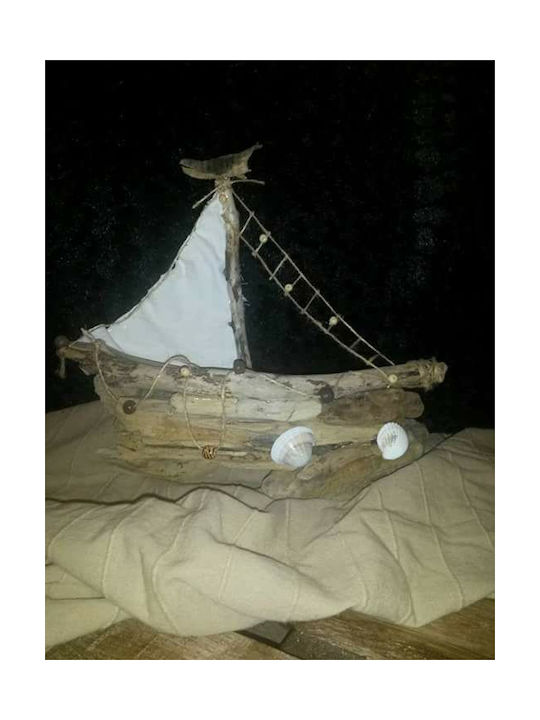 Dekoratives "Schiff" Treibholz Weißes Segel