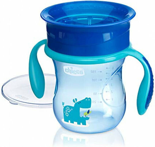 Chicco Παιδικό Ποτηράκι Perfect από Πλαστικό Μπλε Hippo 200ml για 12m+