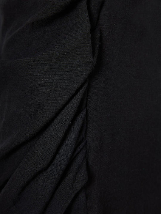 Women's Linen Skirt-Shorts High-waisted Black