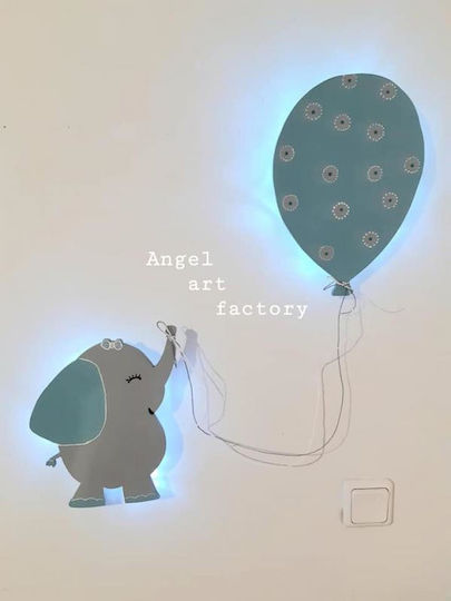 Aplica de perete din lemn "Elefant cu balon"