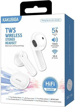 Kakusiga KSC-1104 In-ear Bluetooth Handsfree Ακουστικά με Θήκη Φόρτισης Λευκά