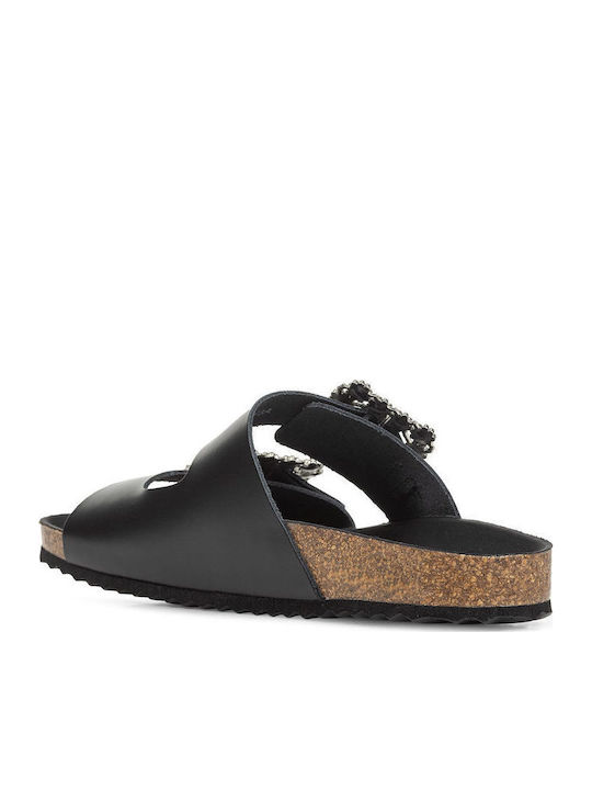 Brionia Leder Flache Sandalen für Damen in Schwarz Farbe