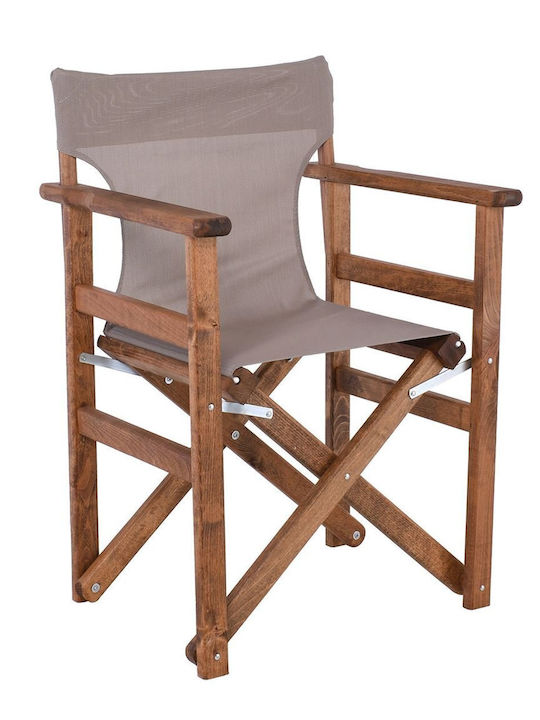 Scaun de regizor Lemn Walnut, Sand Beige 52x28x105cm