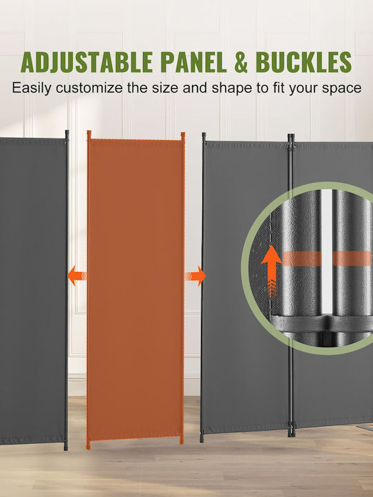 Vevor Room Divider 4-panel Πτυσσόμενη Οθόνη Privacy Fabric Partition Office Γκρι