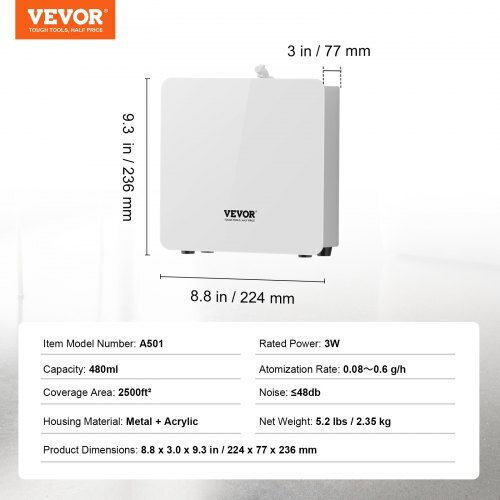 Μηχανή Αρωμάτων Vevor Σπίτι 480ml Ψυχρού Αέρα 2500τ.φ Χωρίς Νερό Gbslsxxj300mdmij7v2