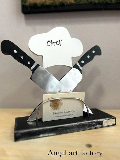 "Chef" Kartenhalter Holz Metallbasis