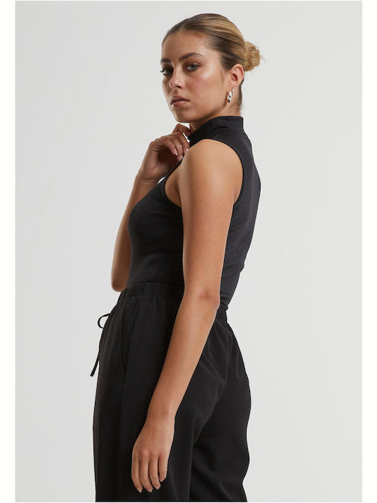 Ladies Glitter High Neck Body Black