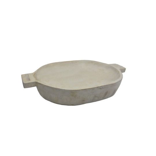 Nakaro Handgefertigte Servierschale mit Griffen Weiß 28x18x4cm Nakaro Handgefertigte Servierschale mit Griffen Weiß 28x18x4cm