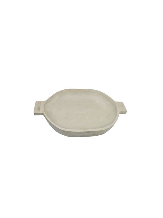 Nakaro Handgefertigte Servierschale mit Griffen Weiß 28x18x4cm